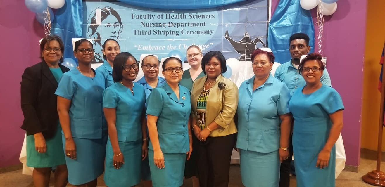 Belize nursing professionals at a Faculty of Health Sciences ceremony